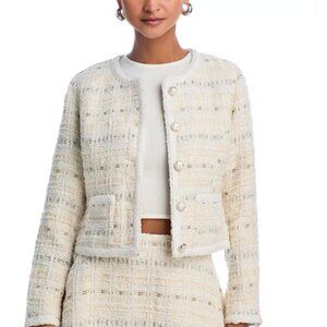 AQUA Tweed Jacket, Cream, Small